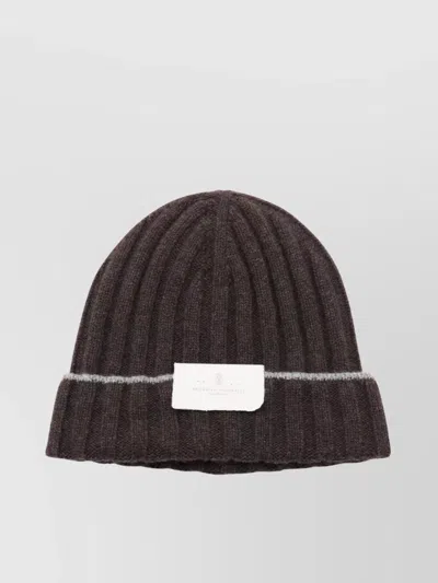 BRUNELLO CUCINELLI RIBBED TEXTURE FOLDED BRIM HAT