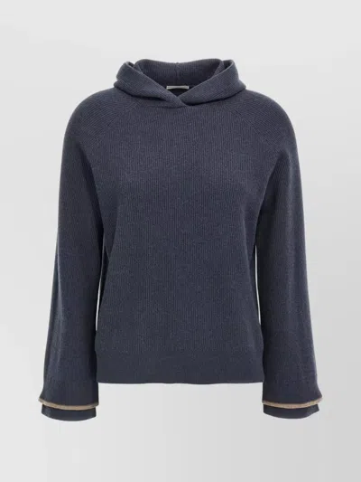 Brunello Cucinelli Ribbed Texture Hooded Sweater With Long Sleeves