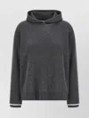 Brunello Cucinelli Ribbed Texture Hooded Sweater With Long Sleeves In Black