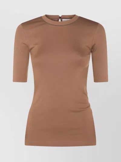 Brunello Cucinelli Ribbed Texture Keyhole Back Top
