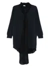 Brunello Cucinelli Ribbed Tie-neck Dress In Blue