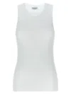 Brunello Cucinelli Women White Sleeveless Top With Round Neck And Monil Detail On The Rear In Cotton