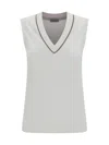 Brunello Cucinelli Ribbed Jersey Top In White