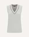 Brunello Cucinelli Ribbed Jersey Top In White