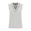 Brunello Cucinelli Ribbed Jersey Top In White