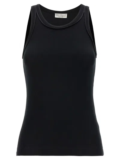 Brunello Cucinelli Ribbed Top Tops Black