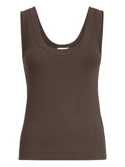 Brunello Cucinelli Ribbed Cotton-blend Jersey Tank In Brown