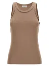Brunello Cucinelli Cotton-blend Vest Top In Brown