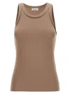 Brunello Cucinelli Cotton-blend Vest Top In Brown