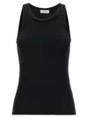 BRUNELLO CUCINELLI RIBBED TOP TOPS BLACK