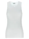 Brunello Cucinelli Women White Sleeveless Top With Round Neck And Monil Detail On The Rear In Cotton In White