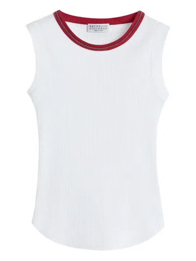 Brunello Cucinelli Kids' Ribbed Top In White