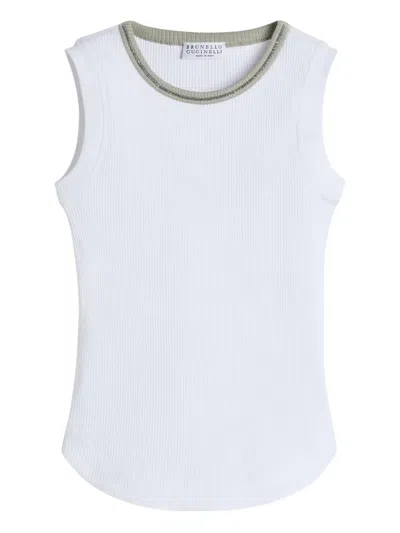 Brunello Cucinelli Kids' Ribbed Top In White