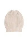 Brunello Cucinelli Ribbed Trim Beanie In Blanco