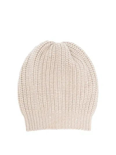 Brunello Cucinelli Ribbed Trim Beanie In Blanco