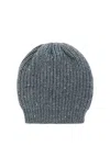 Brunello Cucinelli Ribbed Trim Beanie In Gris