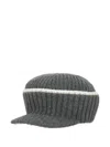 Brunello Cucinelli Ribbed Trim Cap In Gray