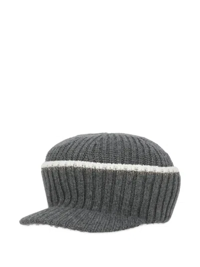 BRUNELLO CUCINELLI RIBBED TRIM CAP
