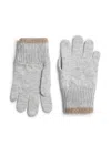 Brunello Cucinelli Ribbed Trim Cashmere Gloves In Grey