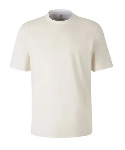 Brunello Cucinelli Ribbed-trim Cotton T-shirt In White