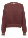 Brunello Cucinelli Ribbed-trim Sweater In Burgundy