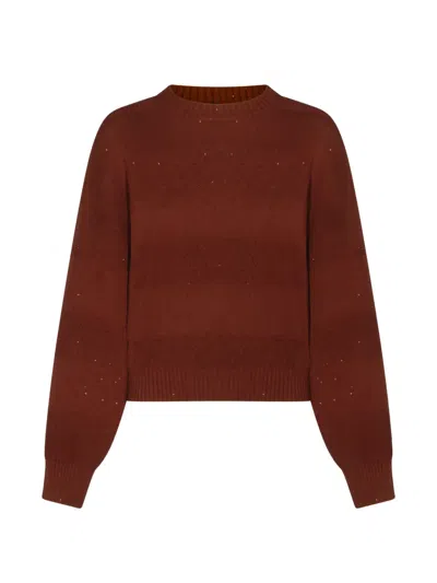 Brunello Cucinelli Ribbed Trim Sweater In Brown