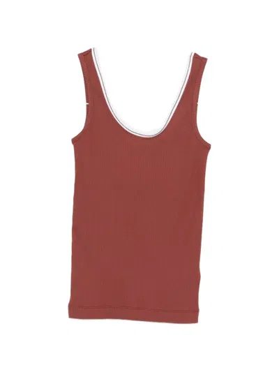Brunello Cucinelli Ribbed Trim Tank Top In Burgundy