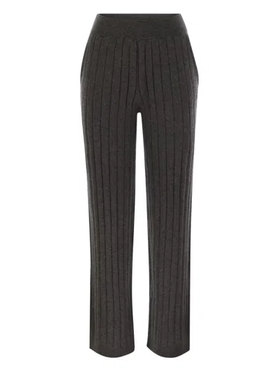 Brunello Cucinelli Ribbed Trousers In Green