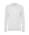 Brunello Cucinelli Grey Cashmere And Silk Sweater In White