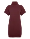 Brunello Cucinelli Ribbed Turtleneck Mini Dress In Burgundy