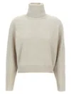Brunello Cucinelli Ribbed Turtleneck Sweater Sweaters And Cardigans Beige In Neutral