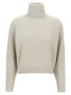Brunello Cucinelli Ribbed Turtleneck Sweater Sweaters And Cardigans Beige In Neutral