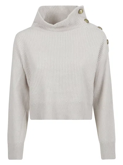 Brunello Cucinelli Ribbed Turtleneck Sweater In Silver