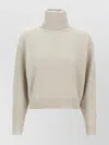 Brunello Cucinelli Ribbed Turtleneck Sweater Sweaters And Cardigans Beige In Neutral