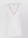 Brunello Cucinelli Stretch-cotton V-neck Top