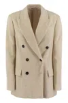Brunello Cucinelli Viscose And Cotton Corduroy Jacket With Necklace In White