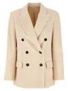 Brunello Cucinelli Viscose And Cotton Corduroy Jacket With Necklace In White