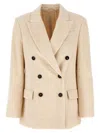 Brunello Cucinelli Viscose And Cotton Corduroy Jacket With Necklace In White