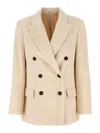 Brunello Cucinelli Viscose And Cotton Corduroy Jacket With Necklace In White