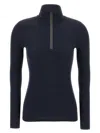 Brunello Cucinelli Wolf Knitwear With Long Sleeves And High Neck In Blue