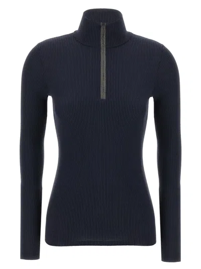 BRUNELLO CUCINELLI BRUNELLO CUCINELLI RIBBED VIRGIN WOOL/CASHMERE BLEND TURTLENECK SWEATER
