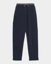 Brunello Cucinelli Ribbed Wool Cashmere Drawstring Pants In Blue