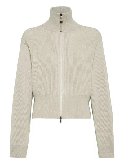 BRUNELLO CUCINELLI RIBBED ZIP-FRONT SWEATER