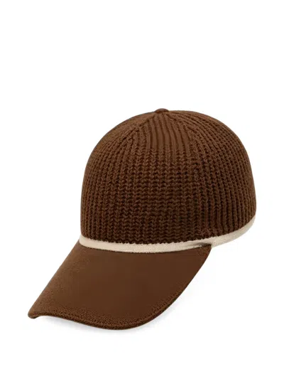 Brunello Cucinelli Ribbed-knit Baseball Cap In Brown