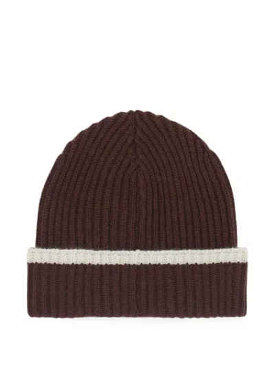 Brunello Cucinelli Monili Ribbed-knit Cashmere Beanie In Brown