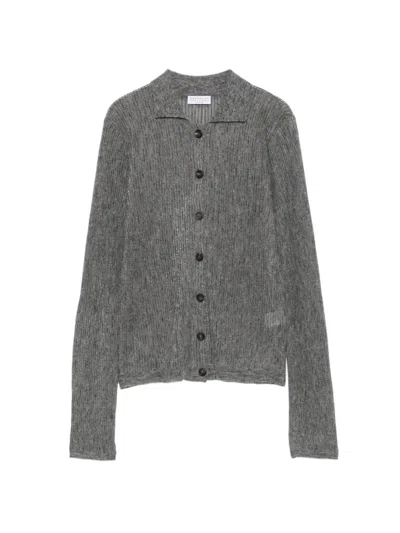 Brunello Cucinelli Ribbed-knit Button-up Cardigan In Gray