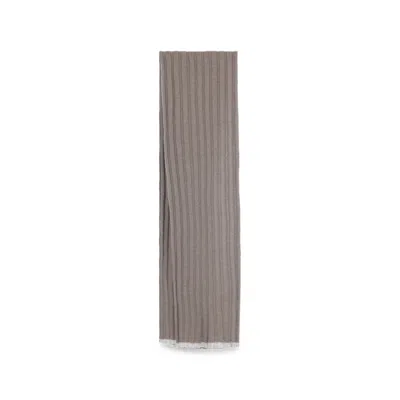 Brunello Cucinelli Ribbed-knit Cashmere Scarf In Gray