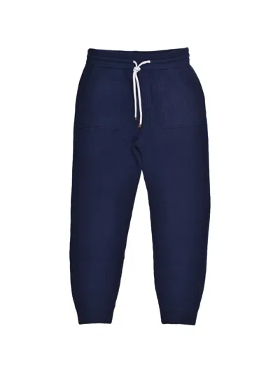 Brunello Cucinelli Ribbed-knit Cashmere Track Pants In Blue