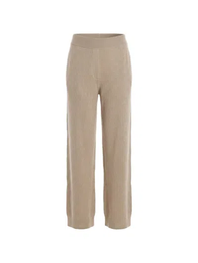 Brunello Cucinelli Ribbed-knit Cashmere Trousers In Neutral