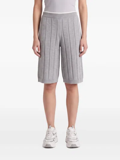 Brunello Cucinelli Ribbed-knit Cotton Shorts In Gray